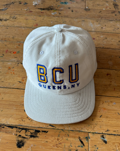 BLUE CHIPS UNIVERSITY "BCU" WHITE CORDUROY HAT